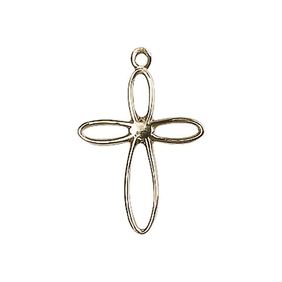 14KT GOLD LOOP CROSS MEDAL - 3/4" x 1/2"