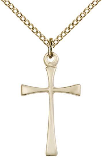 14KT GOLD FILLED MALTESE CROSS PENDANT WITH CHAIN - 7/8" x 1/2"