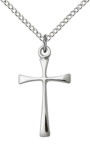 STERLING SILVER MALTESE CROSS PENDANT WITH CHAIN - 7/8" x 1/2"