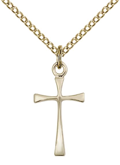 14KT GOLD FILLED MALTESE CROSS PENDANT WITH CHAIN - 3/4" x 3/8"
