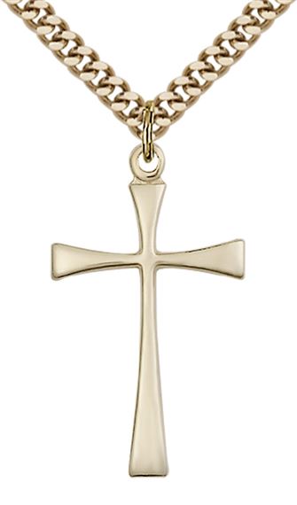 14KT GOLD FILLED MALTESE CROSS PENDANT WITH CHAIN - 1 1/8" x 5/8"