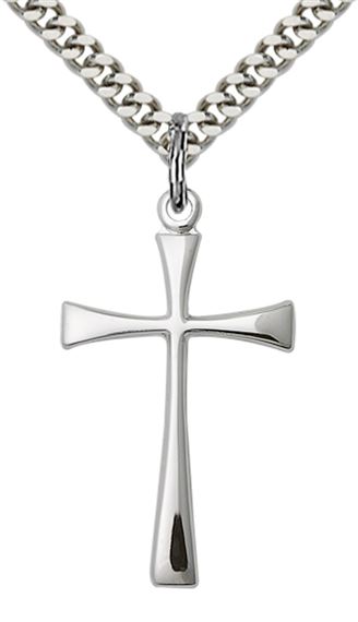 STERLING SILVER MALTESE CROSS PENDANT WITH CHAIN - 1 1/8" x 5/8"