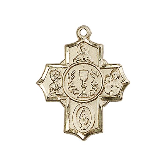 14KT GOLD 4-WAY MEDAL - 7/8" x 3/4"