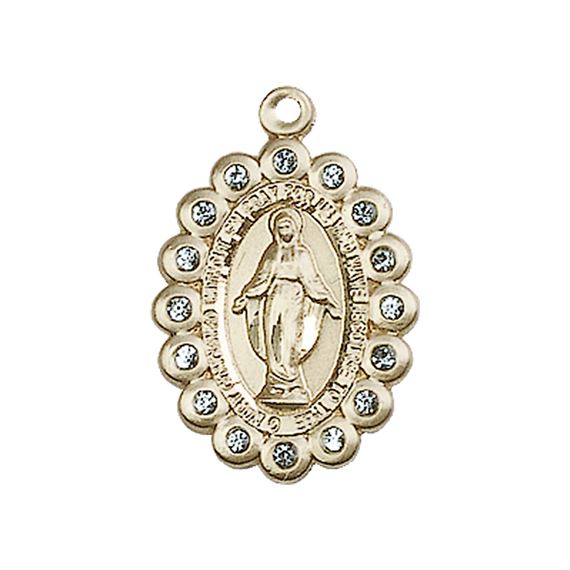 14KT GOLD MIRACULOUS MEDAL - 7/8" x 1/2"