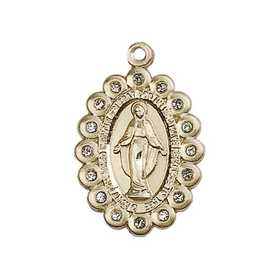 14KT GOLD MIRACULOUS MEDAL - 7/8" x 5/8"