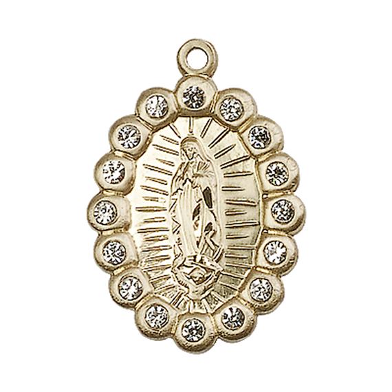 14KT GOLD OUR LADY OF GUADALUPE MEDAL - 1" x 5/8"