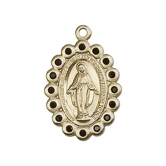 14KT GOLD MIRACULOUS MEDAL - 7/8" x 1/2"