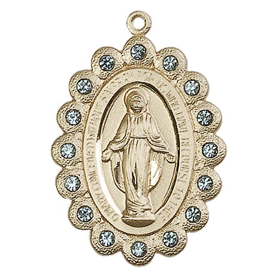 14KT GOLD MIRACULOUS MEDAL - 1 1/8" x 3/4"