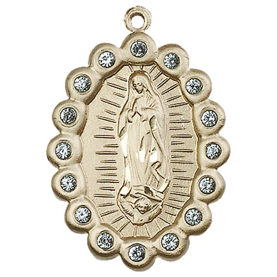 14KT GOLD OUR LADY OF GUADALUPE MEDAL - 1 1/8" x 3/4"