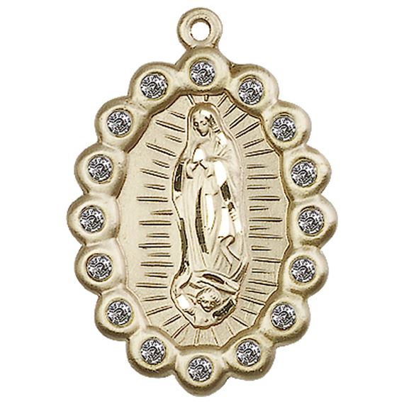14KT GOLD OUR LADY OF GUADALUPE MEDAL - 1 1/4" x 7/8"