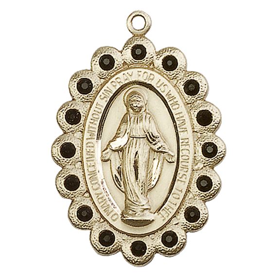 14KT GOLD MIRACULOUS MEDAL - 1 1/8" x 3/4"