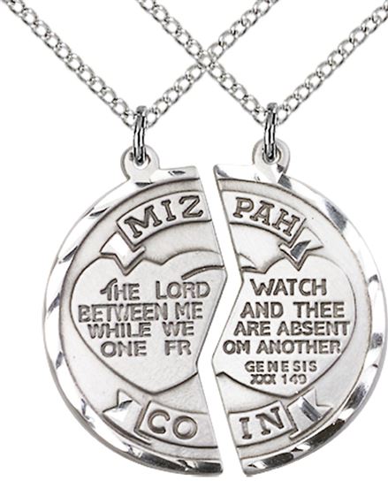 Sterling Silver Mizpah Coin Set with 18" and 24" Chains