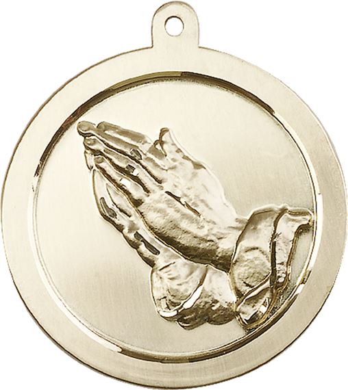 14KT GOLD PRAYING HAND MEDAL - 1 5/8" x 1 3/8"