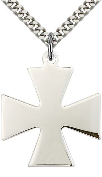 STERLING SILVER SURFER CROSS PENDANT WITH CHAIN - 1 1/8" x 1"