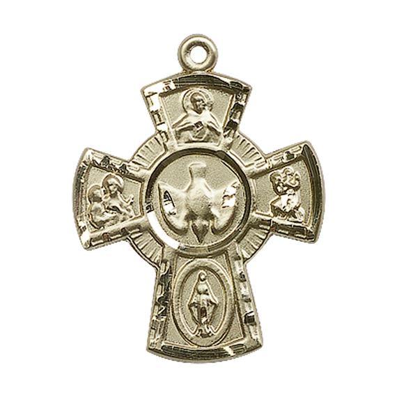 14KT GOLD 5-WAY MEDAL - 1" x 3/4"