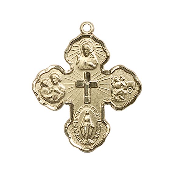 14KT GOLD 5-WAY MEDAL - 1" x 3/4"