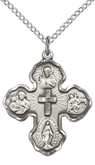 STERLING SILVER 5-WAY PENDANT WITH CHAIN - 1" x 3/4"