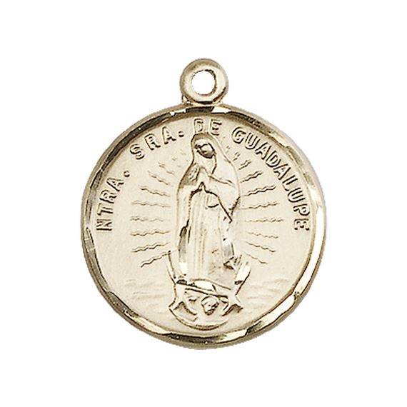 14KT GOLD OUR LADY OF GUADALUPE MEDAL - 7/8" x 3/4"