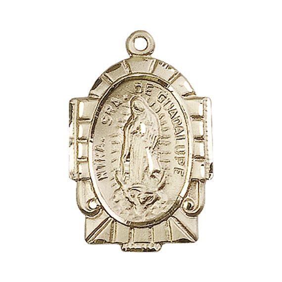 14KT GOLD OUR LADY OF GUADALUPE MEDAL - 1" x 5/8"