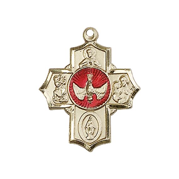 14KT GOLD 5-WAY MEDAL - 7/8" x 5/8"
