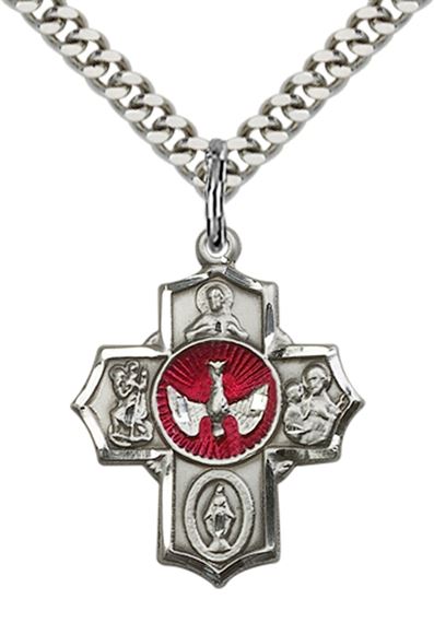STERLING SILVER 5-WAY PENDANT WITH CHAIN - 7/8" x 5/8"