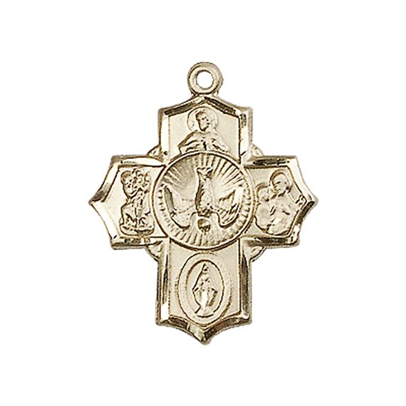 14KT GOLD 5-WAY MEDAL - 7/8" x 5/8"