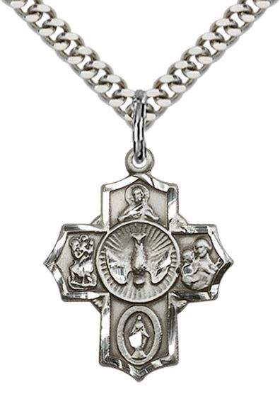 STERLING SILVER 5-WAY PENDANT WITH CHAIN - 7/8" x 5/8"