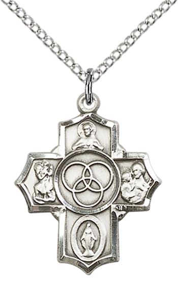 STERLING SILVER NEW FAMILY 5-WAY PENDANT WITH CHAIN - 7/8" x 3/4"