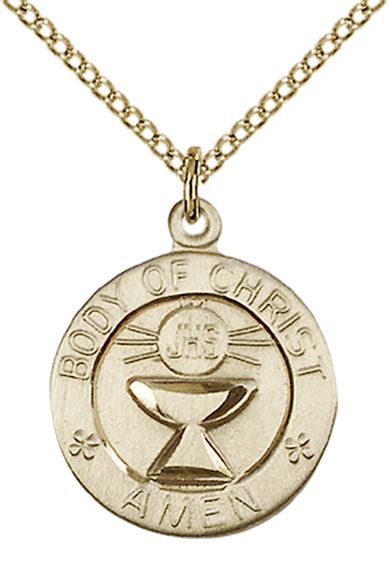 14KT GOLD FILLED BODY OF CHRIST PENDANT WITH CHAIN - 3/4" x 5/8"