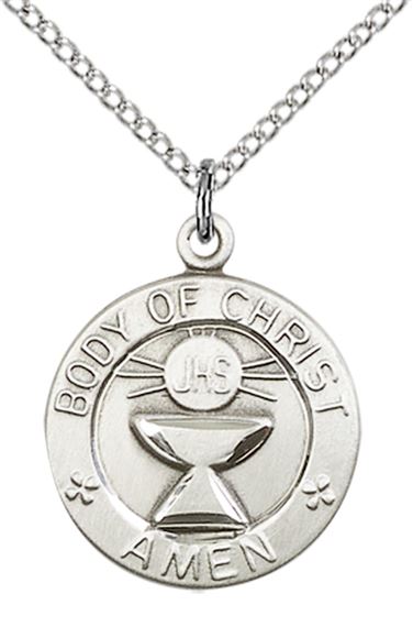 STERLING SILVER BODY OF CHRIST PENDANT WITH CHAIN - 3/4" x 5/8"