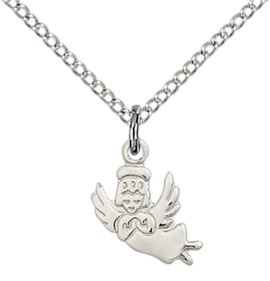 STERLING SILVER GUARDIAN ANGEL PENDANT WITH CHAIN - 3/8" x 3/8"