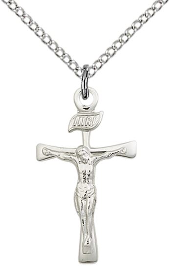 STERLING SILVER MALTESE CRUCIFIX PENDANT WITH CHAIN - 7/8" x 1/2"
