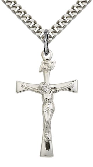 STERLING SILVER MALTESE CRUCIFIX PENDANT WITH CHAIN - 1 1/8" x 5/8"