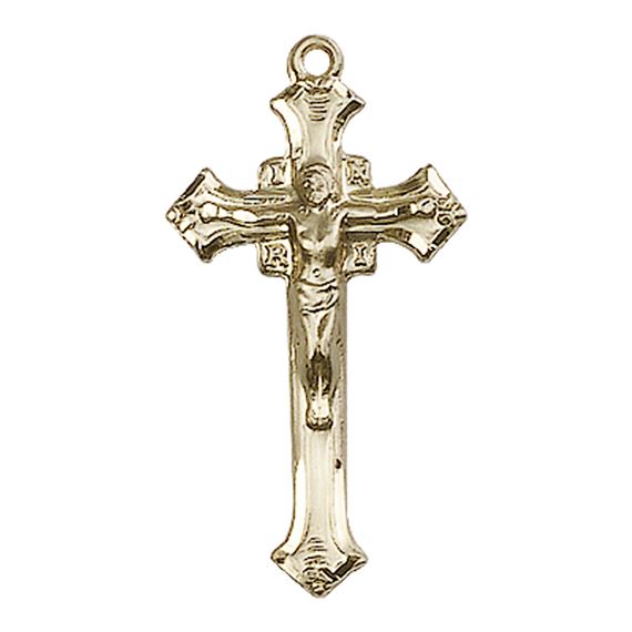 14KT GOLD CRUCIFIX MEDAL - 1 1/8" x 5/8"
