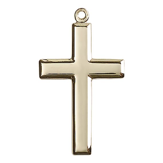 14KT GOLD CROSS MEDAL - 1 1/8" x 5/8"