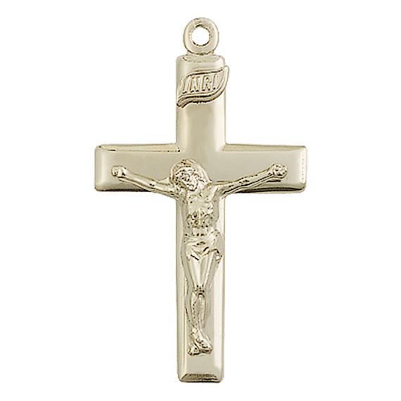 14KT GOLD CRUCIFIX MEDAL - 1 1/8" x 5/8"