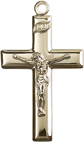 14KT GOLD CRUCIFIX MEDAL - 1 3/8" x 3/4"