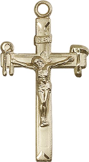 14KT GOLD CRUCIFIX MEDAL - 1 3/8" x 3/4"