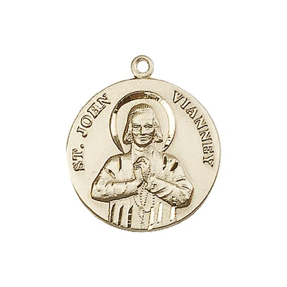 14KT GOLD ST JOHN VIANNEY MEDAL - 3/4" x 5/8"