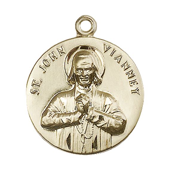 14KT GOLD ST JOHN VIANNEY MEDAL - 1" x 7/8"