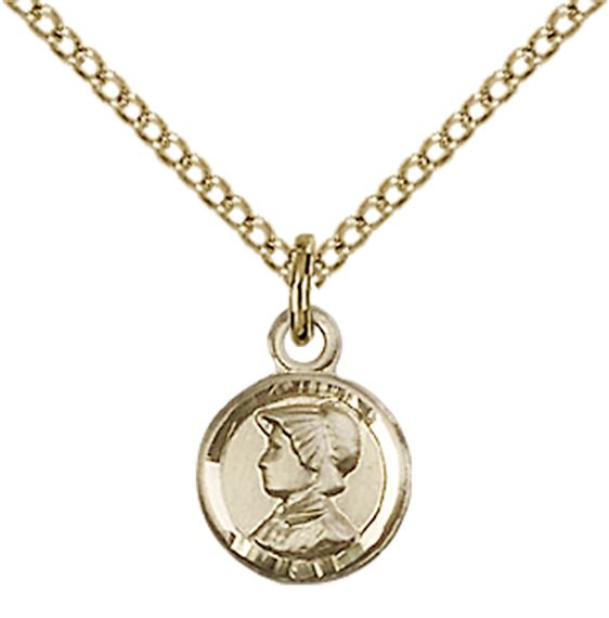 14KT GOLD FILLED ST ELIZABETH ANN SETON PENDANT WITH CHAIN - 3/8" x 1/4"