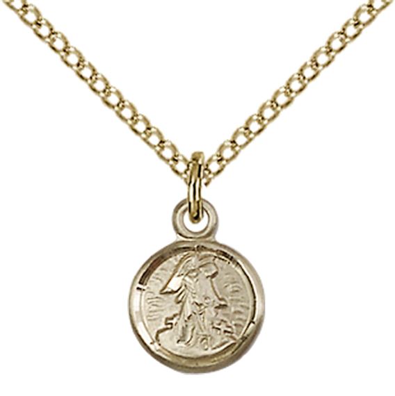 14KT GOLD FILLED GUARDIAN ANGEL PENDANT WITH CHAIN - 3/8" x 1/4"