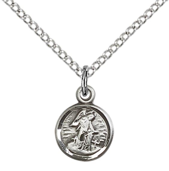 STERLING SILVER GUARDIAN ANGEL PENDANT WITH CHAIN - 3/8" x 1/4"