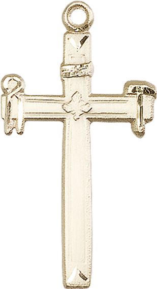 14KT GOLD CARPENTER CROSS MEDAL - 1 3/8" x 3/4"