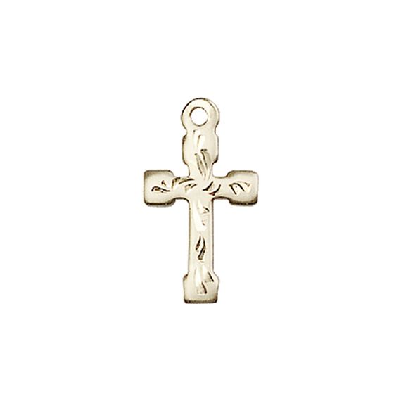 14KT GOLD CROSS MEDAL - 5/8" x 3/8"