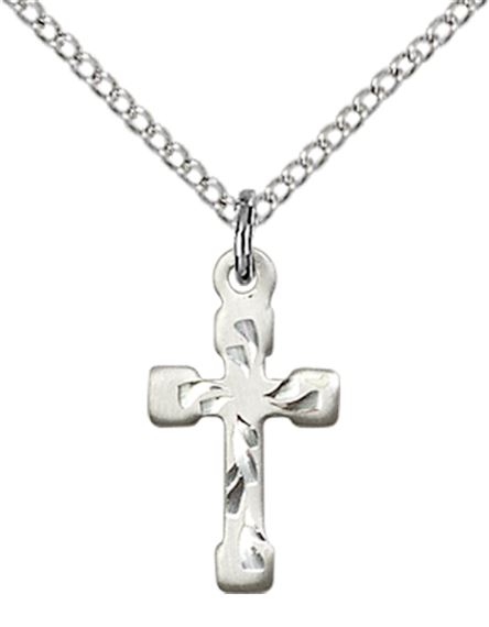 STERLING SILVER CROSS PENDANT WITH CHAIN - 5/8" x 3/8"