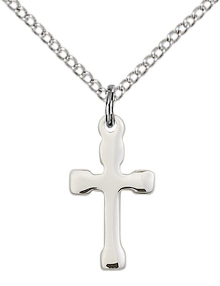 STERLING SILVER CROSS PENDANT WITH CHAIN - 5/8" x 3/8"