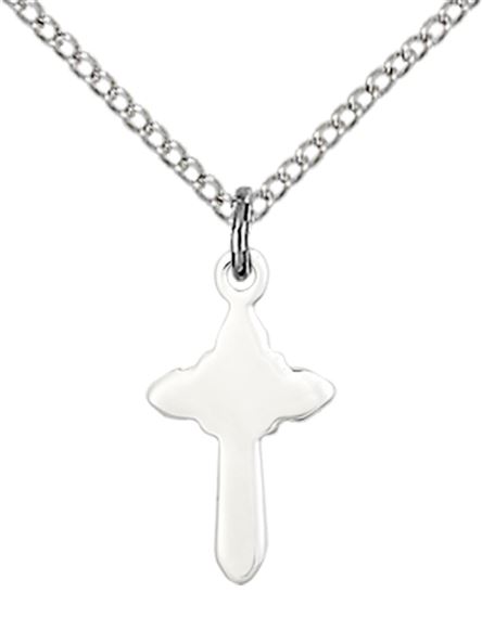 STERLING SILVER CROSS PENDANT WITH CHAIN - 5/8" x 3/8"