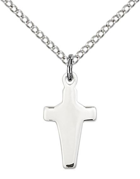 STERLING SILVER CROSS PENDANT WITH CHAIN - 5/8" x 1/4"