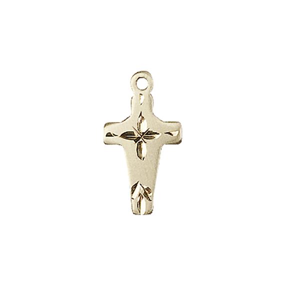 14KT GOLD CROSS MEDAL - 5/8" x 3/8"